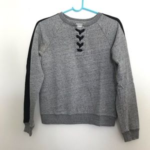 Abercrombie Kids Gray and Navy Lace Up Sweatshirt Ages Size 13-14